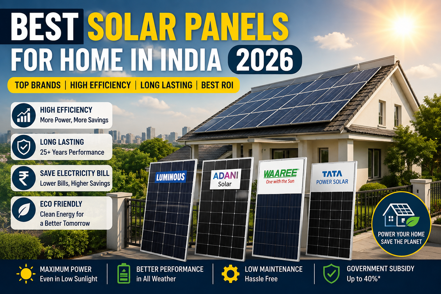 Best Solar Panels for Home in India 2026