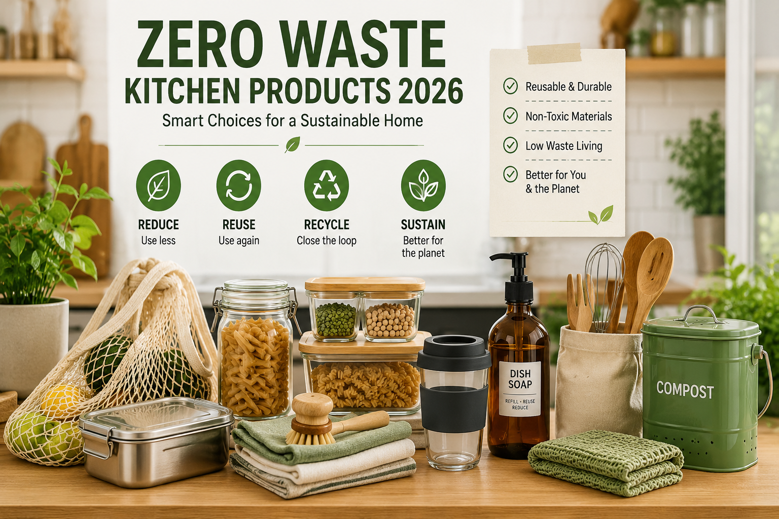 Zero waste kitchen products 2026 for a sustainable home