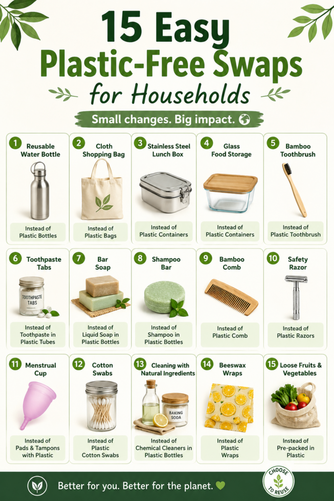 15 Easy Plastic-Free Swaps for Households
