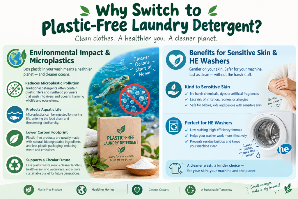 Plastic-free laundry detergent and sustainable washing supplies